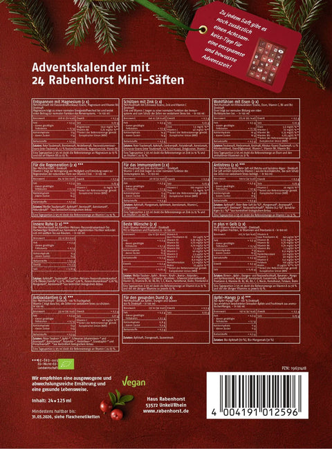 RABENHORST gesunder Saft Adventskalender 2025