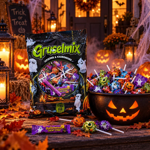 Gruselmix 1kg – Süße & Saure Lutscher und Kaubonbons – Halloween Süßigkeiten