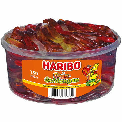 Haribo Cola-Schlangen Runddose 150 Stück - Prime-Store Süßigkeiten Schnellversand