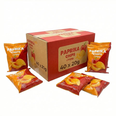 Paprika Chips als Karneval-Wurfmaterial – 40×20 g Mini-Chips einzeln verpackt